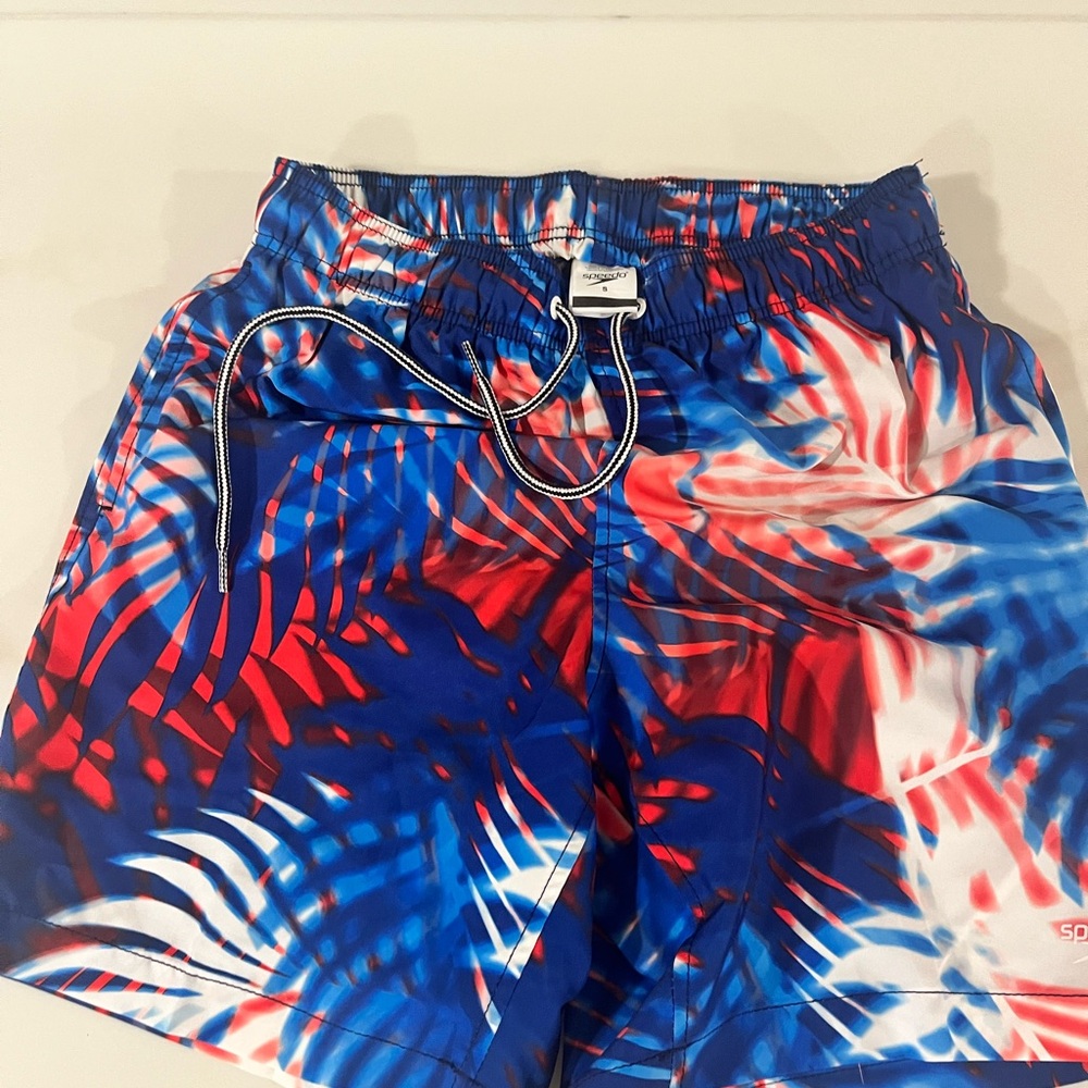 Speedo Red and Blue Patterned Swim Trunks